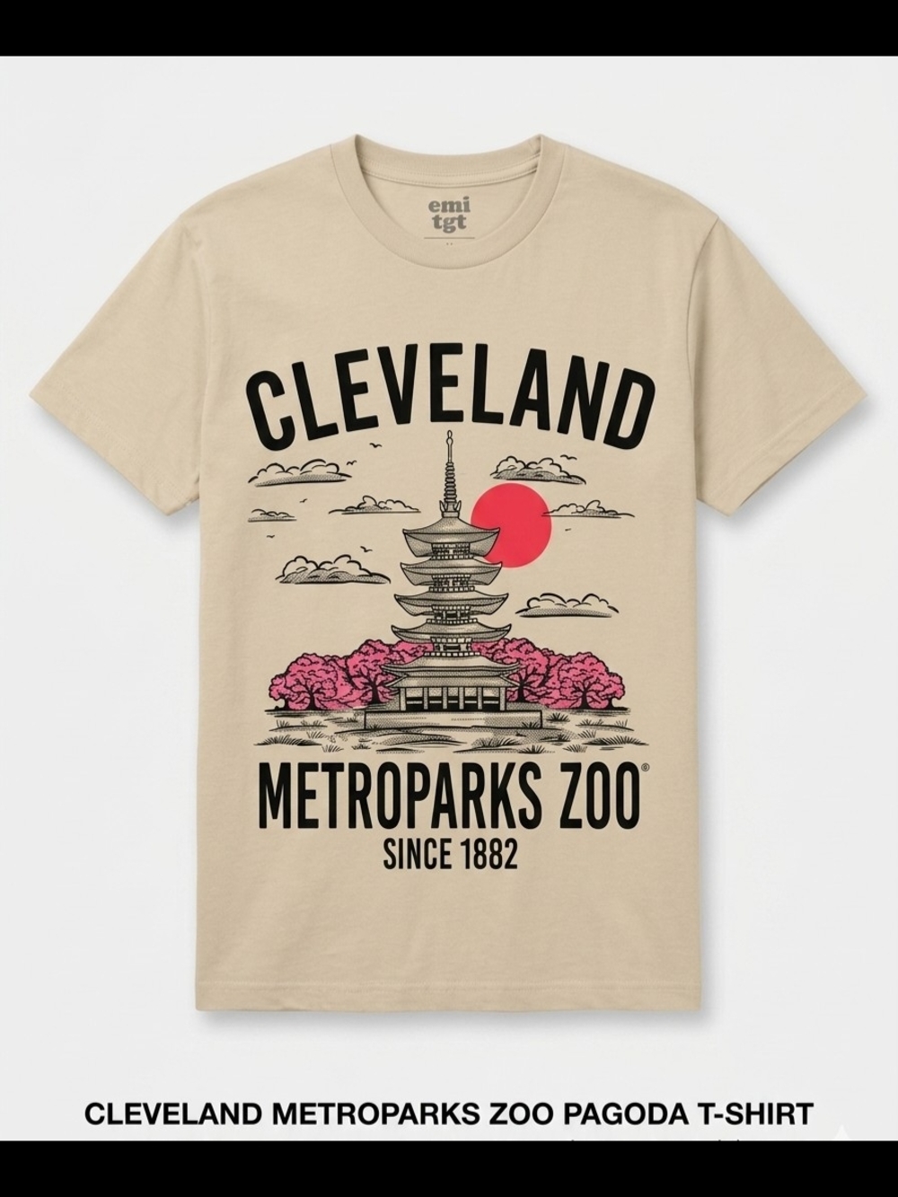 Cleveland Metroparks Zoo Pagoda Graphic T-Shirt - Cream